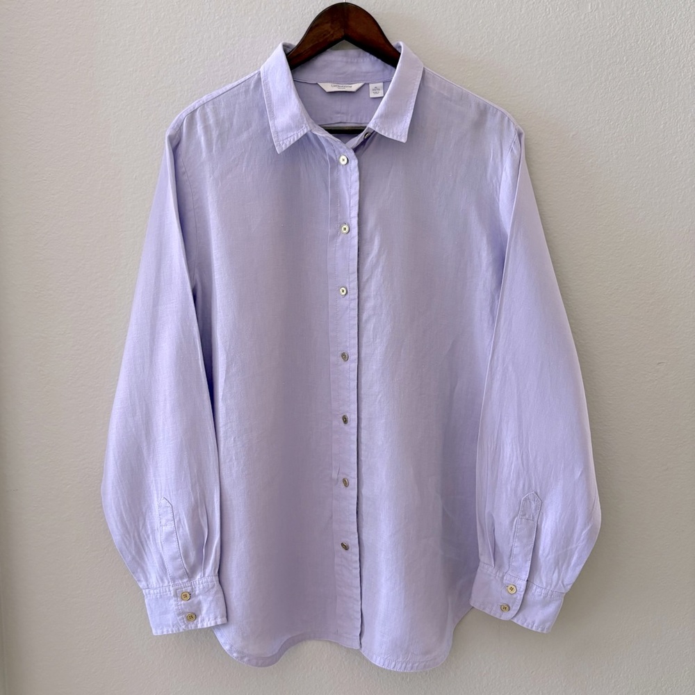 LIZ CLAIBORNE New York Long Sleeve Button Down Linen Tunic | Wisteria‎ | Size XL